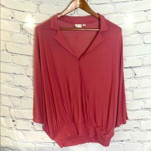 Anthropologie Postmark Blush Pink Wrap Dolman Sleeve Top Size Small